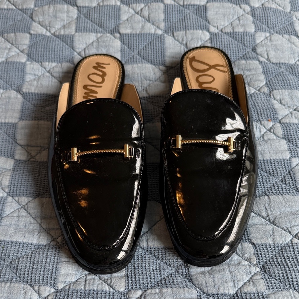 Sam Edelman Black Patent Leather Mules